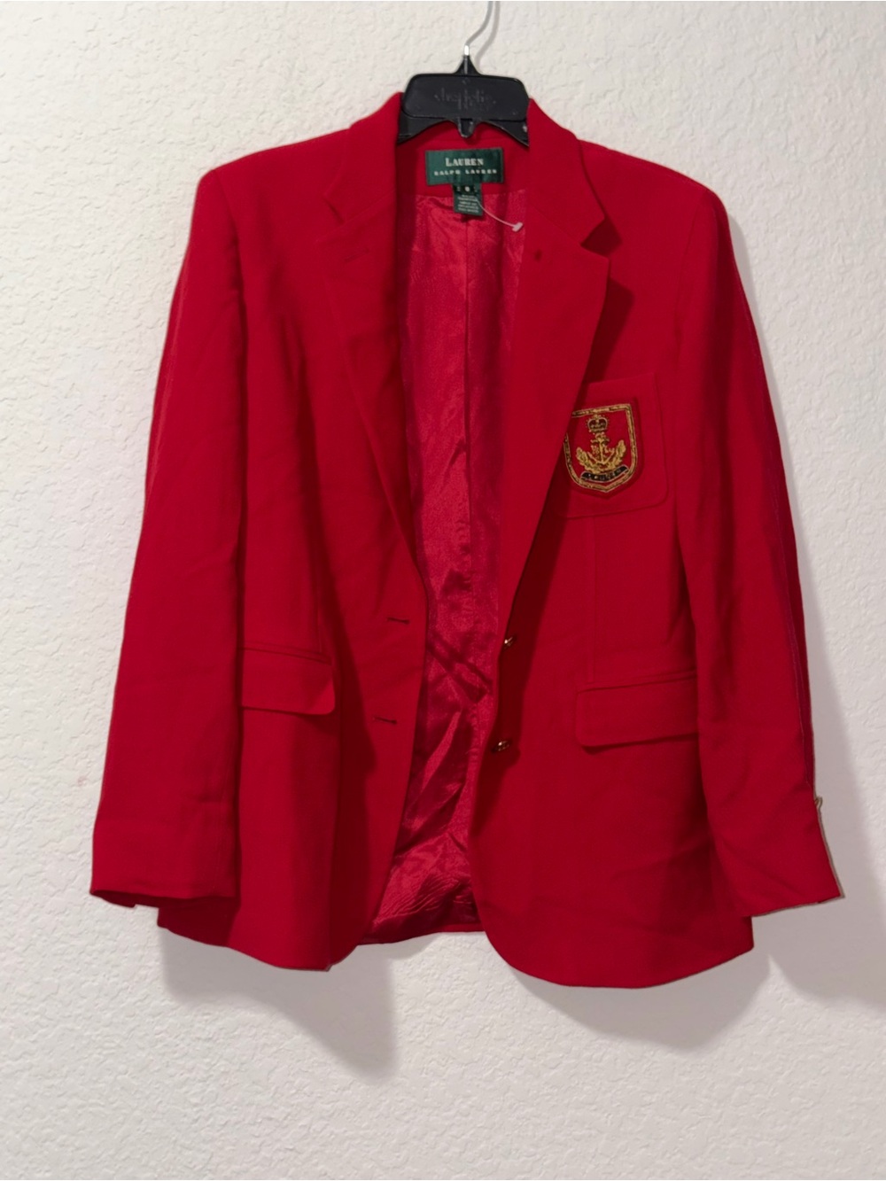 Lauren Ralph Lauren Red Crest Wool Blazer